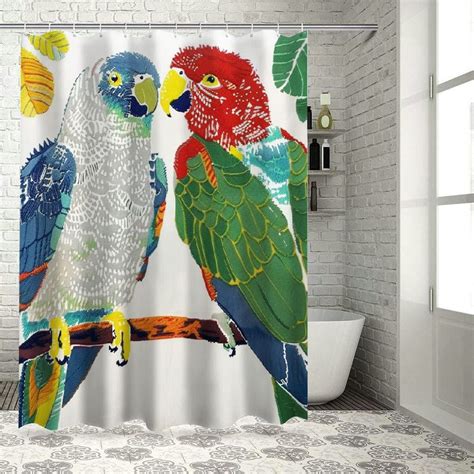 OBREWY Two Parrot In Tree Waterproof Shower Curtain Multiple Sizes Chic