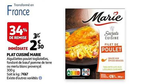 Promo Plat Cuisin Marie De Remise Imm Diate Chez Auchan