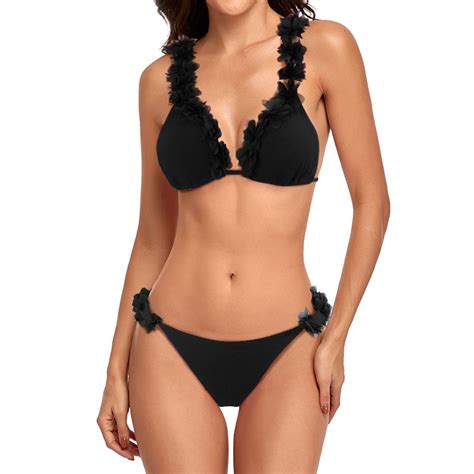 XIUH Bikini Set For Women Off Shoulder Summer Swimwear Tight Fitting