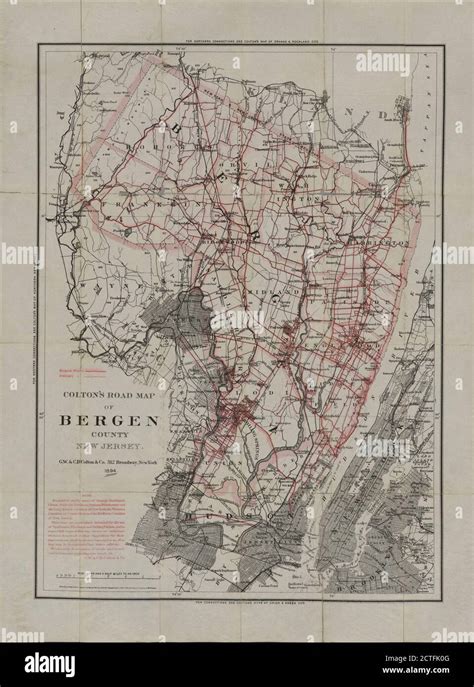 Coltons Road Map Of Bergen County New Jersey Cartographic Maps 1894