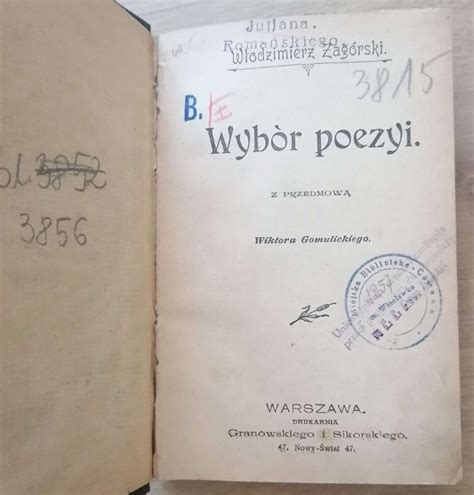 Włodzimierz Zagórski Wybór poezyi poezji 1899 Bydgoszcz Kup teraz