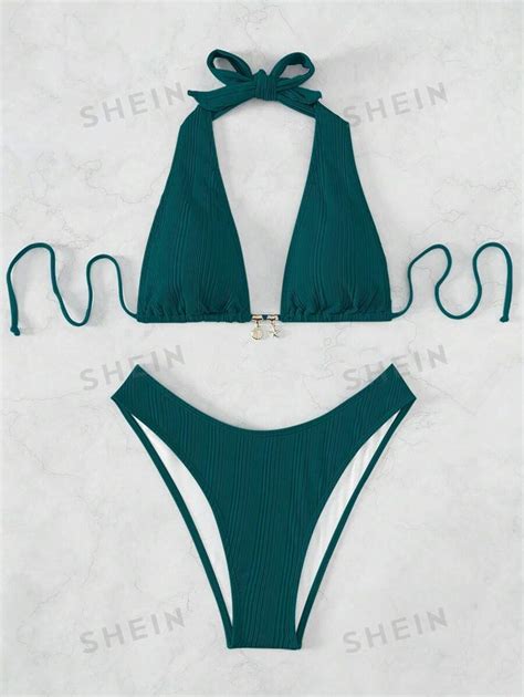 Shein Swim Vcay Chain Linked Halter Bikini Swimsuit Shein Uk