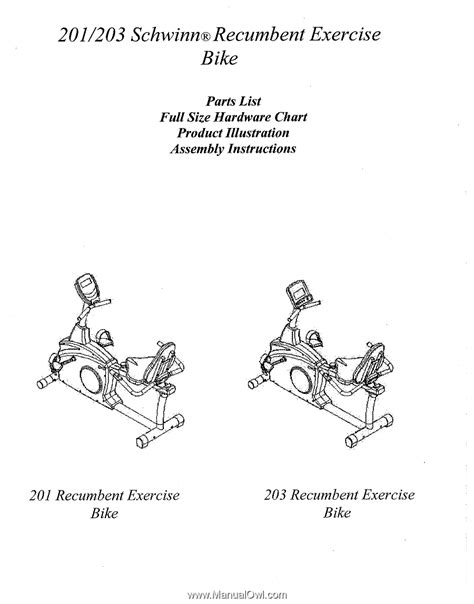 Schwinn 201 Recumbent Bike | Assembly Manual