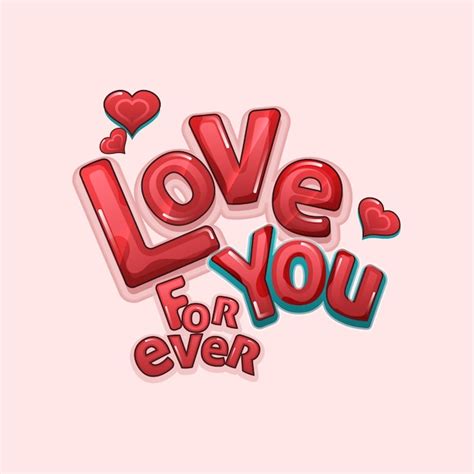 Premium Vector Love You Forever Text With Hearts On Pastel Pink