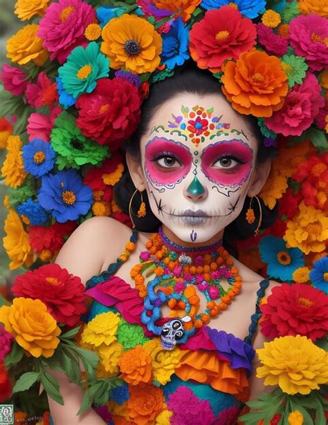 Premium Photo | Day of the Dead celebration with intricate sugar skulls and vibrant ...