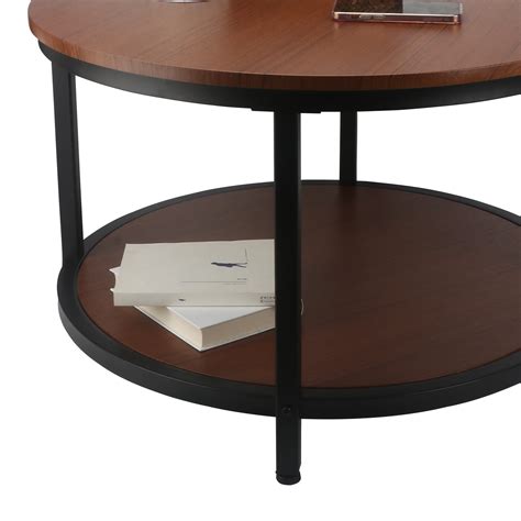 Buy Bigtree 2 Tier Round Coffee Table With Storage Open Shelf，vintage Sofa Table With Wooden