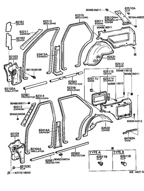 Toyota Corollate Lg Ewmdca Body Inside Trim Board Door Opening