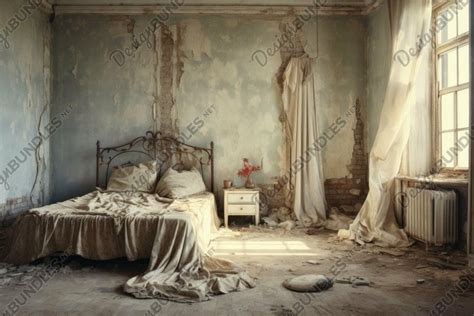 Abandoned vintage bedroom in disrepair