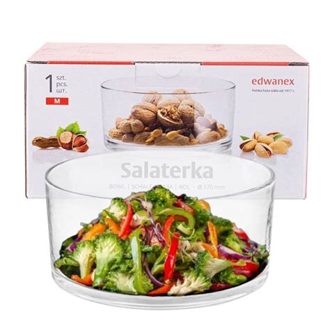 Salaterka szklana wysoka na sałatkę owoce miska Edwanex 17 cm 1150 ml