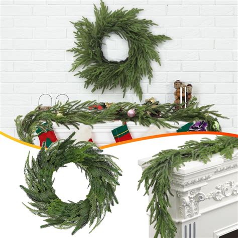 Real Touch Norfolk Pine Wreath Artificial Christmas Wreaths For Front