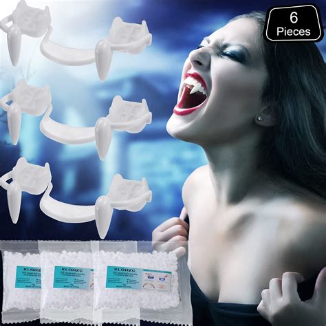 Buy 3 Pieces Retractable Vampire Fangs With Teeth Glue Creepy Fake