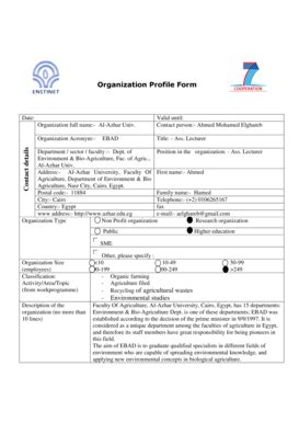 Fillable Online Allegati Unina Organization Profile Form C On Tact D