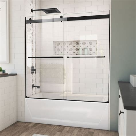 Dreamline Essence Matte Black 56 In To 60 In W X 60 In H Frameless Bypass Sliding Bathtub Door