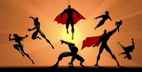 Vector Superhero Team Silhouette Stock Illustration Download Image