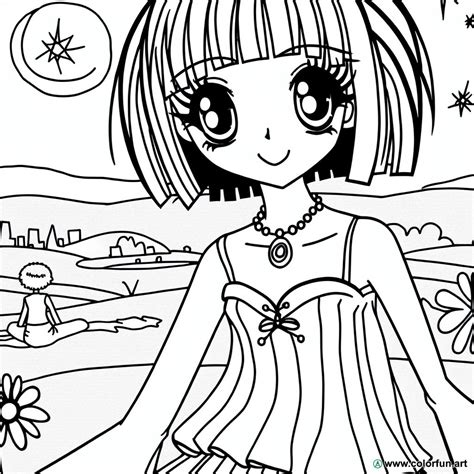 Coloriage Dune Fille Manga à Télécharger Ou à Imprimer Gratuitement