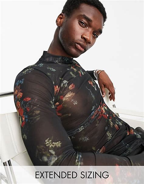 Asos Design Langärmliges Muskelshirt Aus Mesh In Schwarz Mit