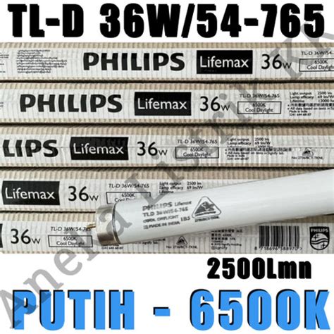 Jual PHILIPS LIFEMAX TL 36W 54 765 PUTIH T8 TL D 36 W WATT TLD NEON