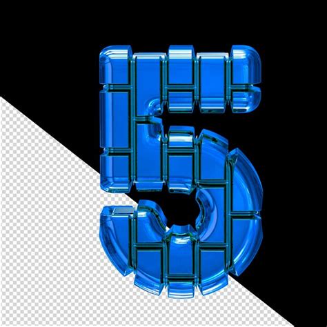 Symbole 3d Fait De Briques Verticales Bleues Numéro 5 PSD Premium