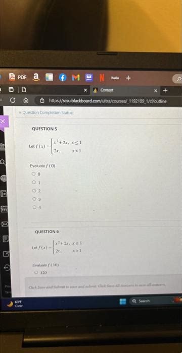 Solved Question 5 Lef F X {x2 2x 2x X≤1x 1 Evaluate F 0 0