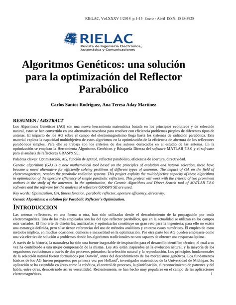 Pdf Algoritmos Gen Ticos Una Soluci N Para La Optimizaci N Scielo