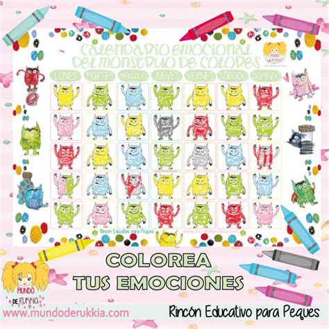 Calendario Emocional Del Monstruo De Colores Mundo De Rukkia