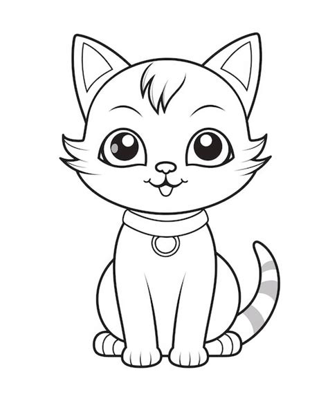 Premium Photo | Cute Kitten Coloring Pages for Kids Cute cat cartoon ...