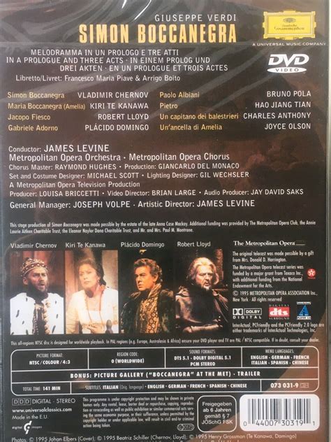 Simon Boccanegra Metropolitan Opera Levine 0044007303191 DVD Region 2