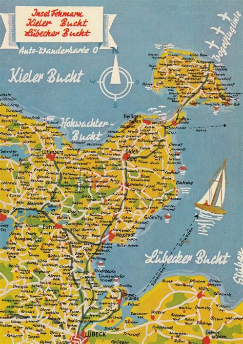 Ak Map Landkarte Umgebungskarte Insel Fehmarn Kieler U L Becker