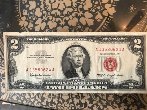 1963 Two Dollars Bill Red Seal Etsy