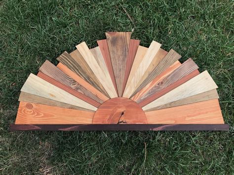 Sunburst Wood Wall Art Reclaimed Wood Sunrise Modern Wood Etsy