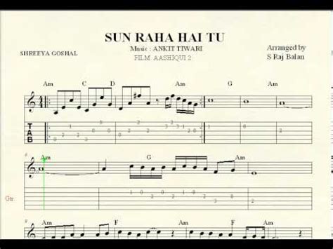 SUN RAHA HAI NA TU Keyboard Piano Guitar Notations Sheet Music YouTube