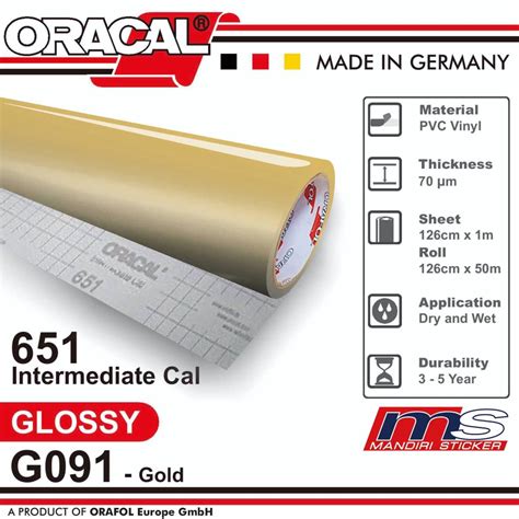 Jual Sticker Oracal G Gold Gloss Cutting Sticker Meteran