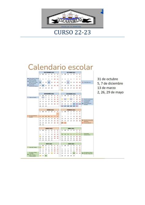 Calendario Escolar Ies Carabelas Palos De La Frontera Huelva