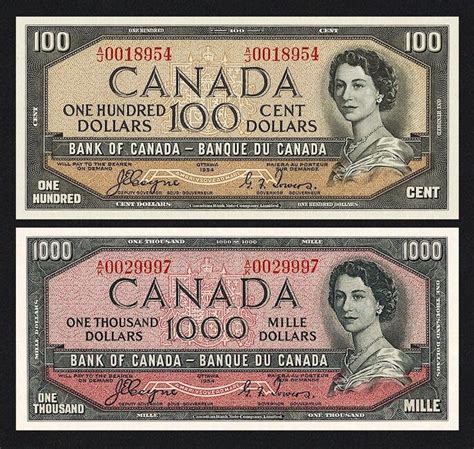 Canada 1 1000 Dollars The Devils Face Set 1954 P 66 Etsy Canada