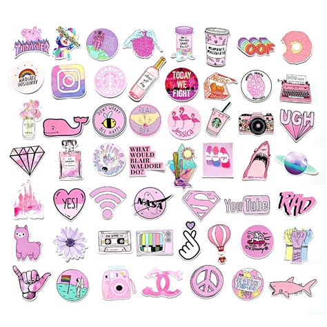 Light Pink VSCO Girl Aesthetic Stickers For Girls For Bottle Etsy