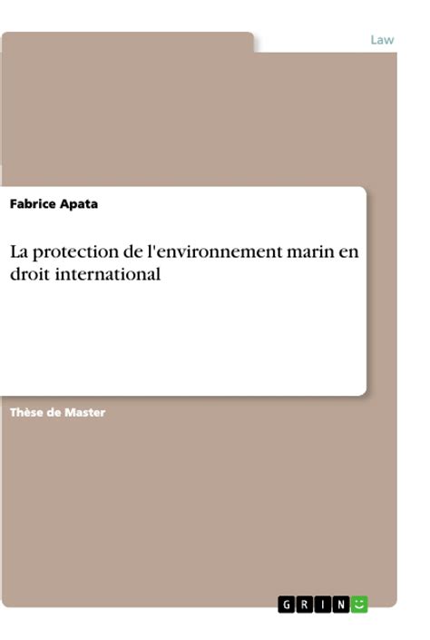 La Protection De L Environnement Marin En Droit International GRIN Grin