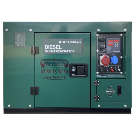 Groupe électrogène diesel insonorisé 8 kW triphasé Beiser Environnement