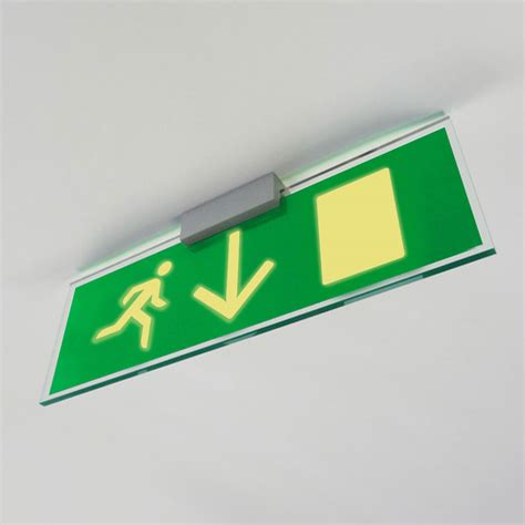 Photoluminescent Fire Exit Sign Ceiling Or Wall Mounted Xblock