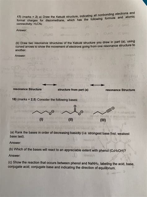 Solved 1 marks 2 a Draw the Kekulé structure indicating Chegg