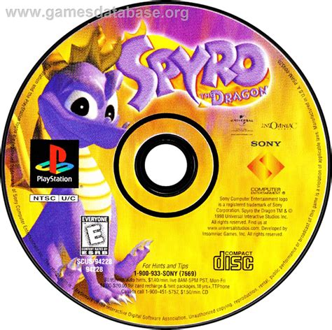 Spyro the Dragon - Sony Playstation - Artwork - Disc