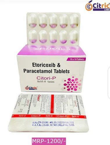 Etoricoxib Paracetamol Tablet 60 Mg 325 Mg At Rs 1200 Box In