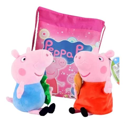 Pelucia Peppa Pig E George Cm Mas Saco Transporte Parcelamento Sem