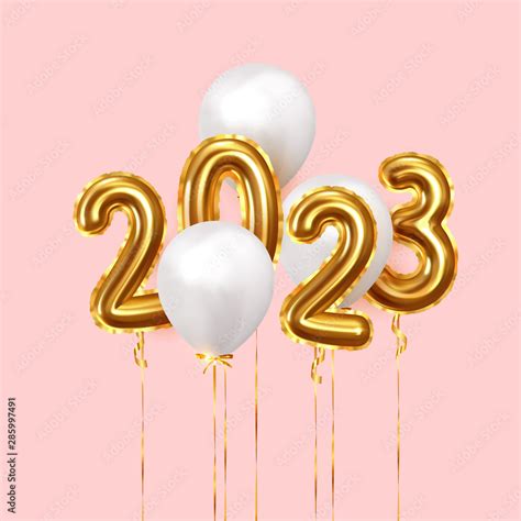 Happy New Year Background Realistic Golden Balloons Decorative