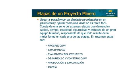 Etapas De Un Proyecto Minero Pptx