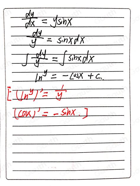 Solved Find The General Solution Of The DE Dy Dx Y Sin X Ln Y E X C