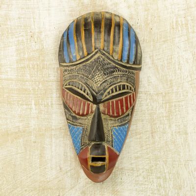 UNICEF Market Artisan Carved Authentic African Mask From Ghana Security