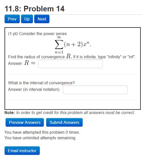 Solved Consider The Power Series Sigma Infinity N N Chegg