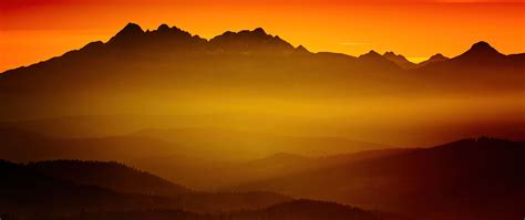 Tatra Mountains Wallpaper 4K, 8K, Mountain range, Sunset