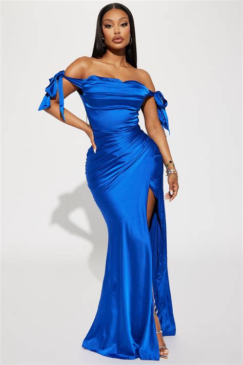 Lady Of The Night Satin Maxi Dress Royal Fashion Nova Dresses Fashion Nova