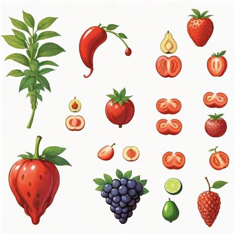 Un Dibujo De Frutas Incluidas Las Fresas Las Fresas Y Una Fresas